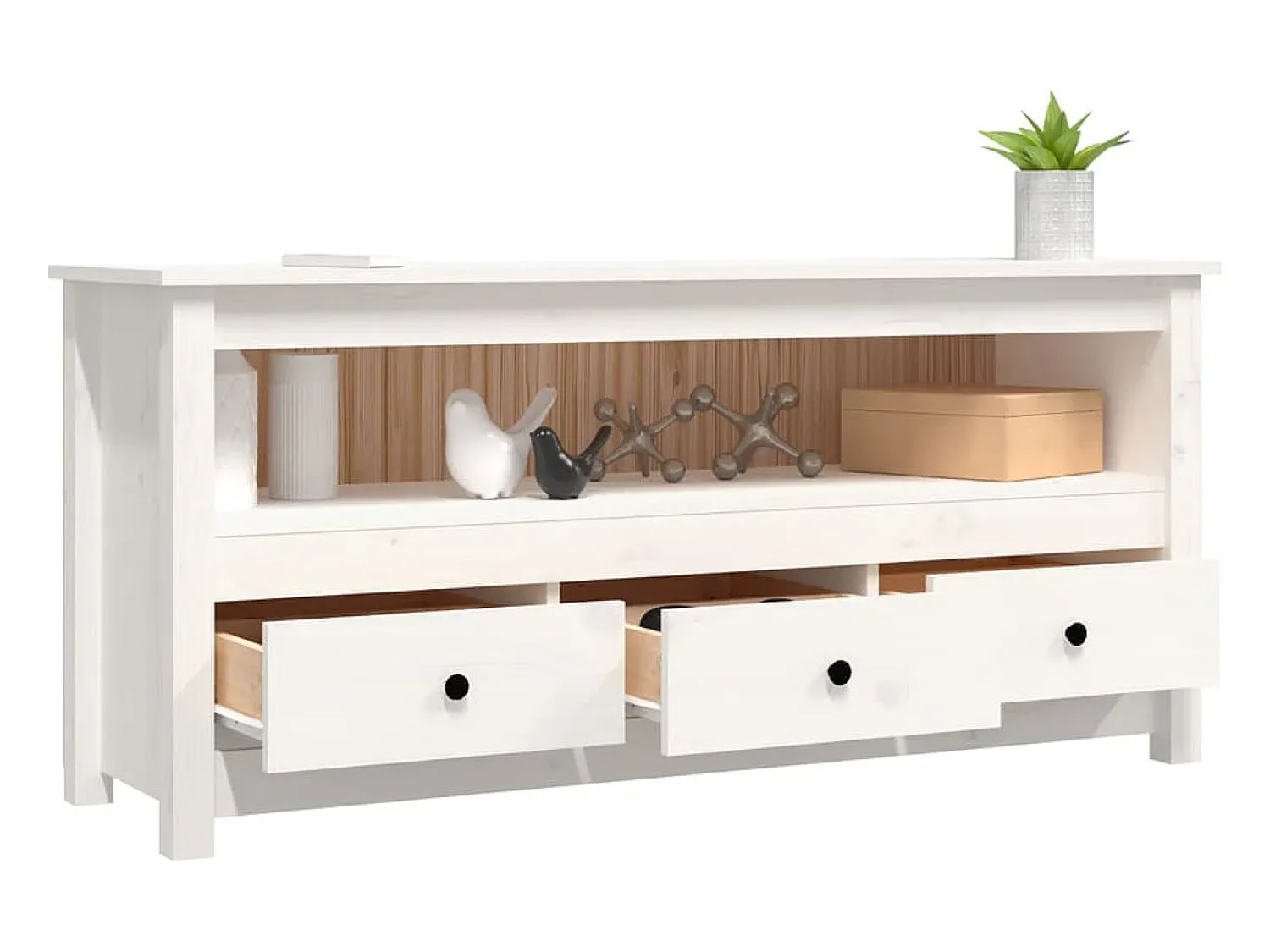 Móvel De Tv*vidaxl Móvel de TV 114x35x52 cm madeira de pinho maciça Branco