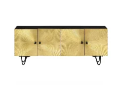 Móvel De Tv| Móvel de TV 110x30x45 cm madeira de mangueira maciça PT227604 Dourado