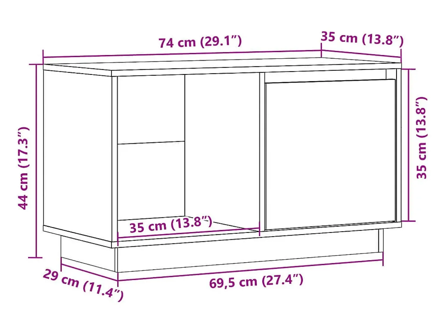 Móvel De Tv|vidaxl Móvel de TV 74x35x44 cm madeira de pinho maciça Castanho