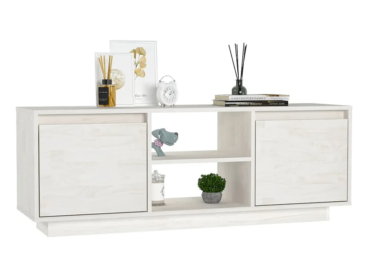 Móvel De Tv* Móvel de TV 110x30x40 cm madeira de pinho maciça PT673736 Branco