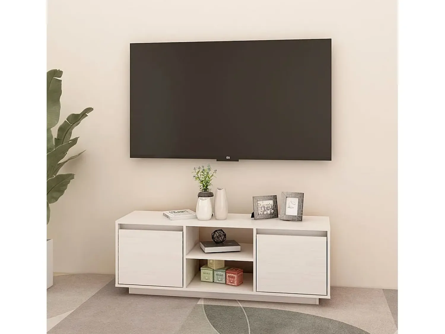Móvel De Tv* Móvel de TV 110x30x40 cm madeira de pinho maciça PT673736 Branco