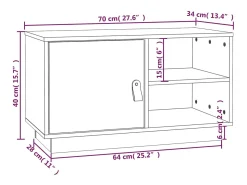 Móvel De Tv*vidaxl Móvel de TV 70x34x40 cm madeira de pinho maciça Cinzento