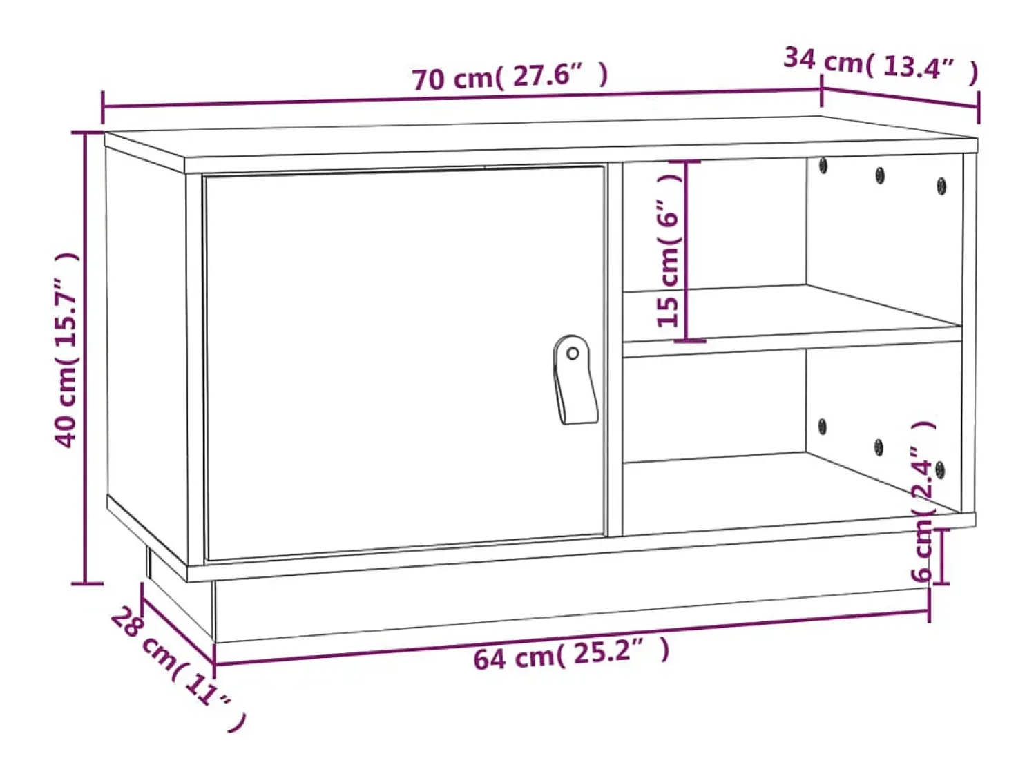 Móvel De Tv*vidaxl Móvel de TV 70x34x40 cm madeira de pinho maciça Cinzento