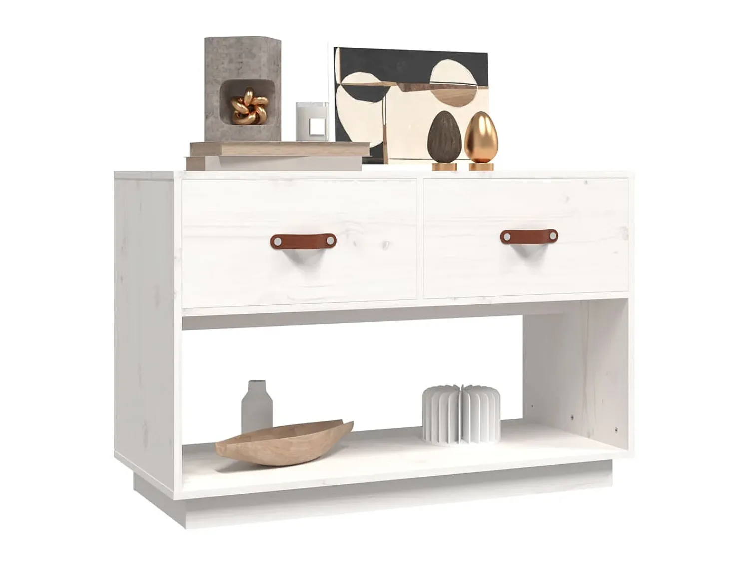 Móvel De Tv| Móvel de TV 90x40x60 cm madeira de pinho maciça PT699893 Branco