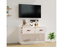 Móvel De Tv| Móvel de TV 90x40x60 cm madeira de pinho maciça PT699893 Branco