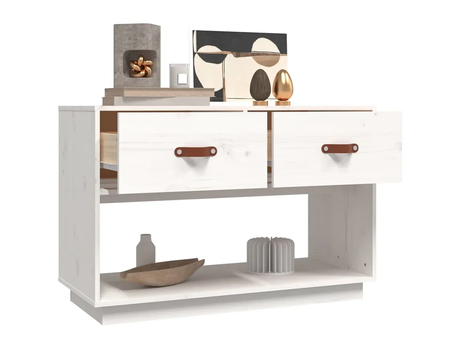 Móvel De Tv| Móvel de TV 90x40x60 cm madeira de pinho maciça PT699893 Branco