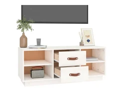 Móvel de TV 100x34x40 cm madeira de pinho maciça PT198255 Branco