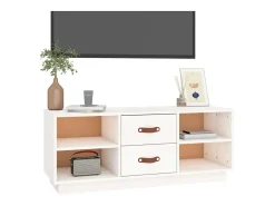 Móvel de TV 100x34x40 cm madeira de pinho maciça PT198255 Branco