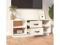 Móvel de TV 100x34x40 cm madeira de pinho maciça PT198255 Branco