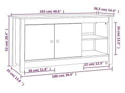 Discount vidaxl Móvel de TV 103x36,5x52 cm madeira de pinho maciça Branco