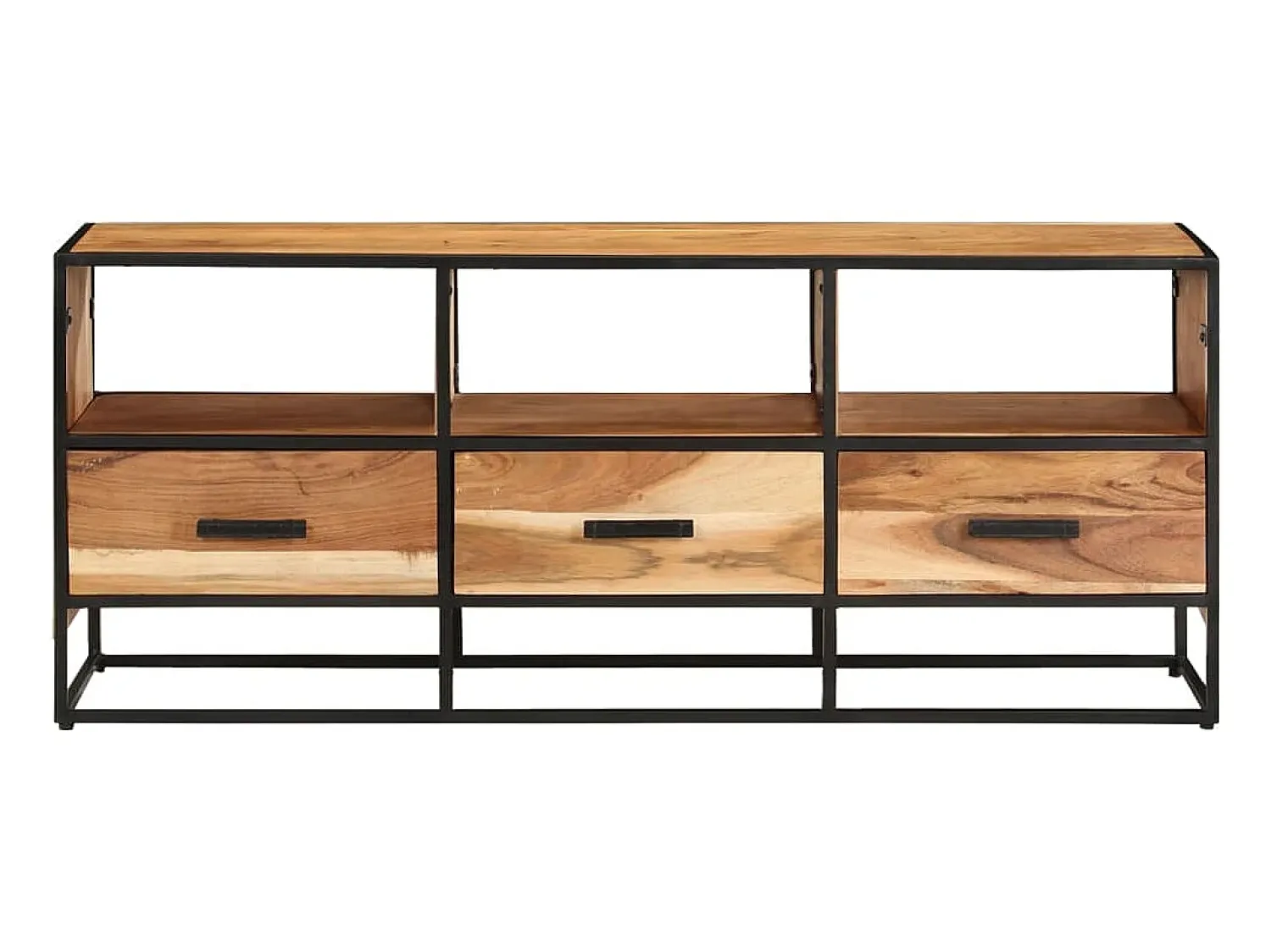 New Móvel de TV 110x30x45 cm madeira de acácia maciça PT977751 Castanho