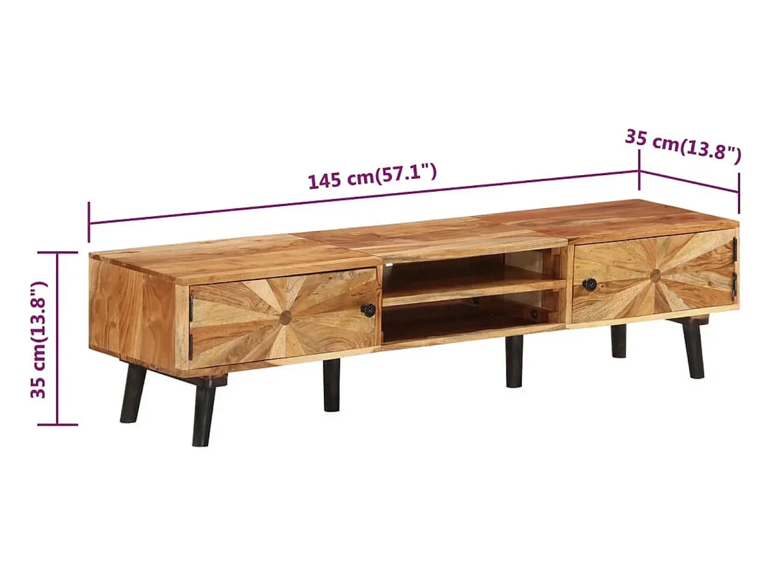 Sale vidaxl Móvel de TV 145x35x35 cm madeira de acácia maciça Castanho