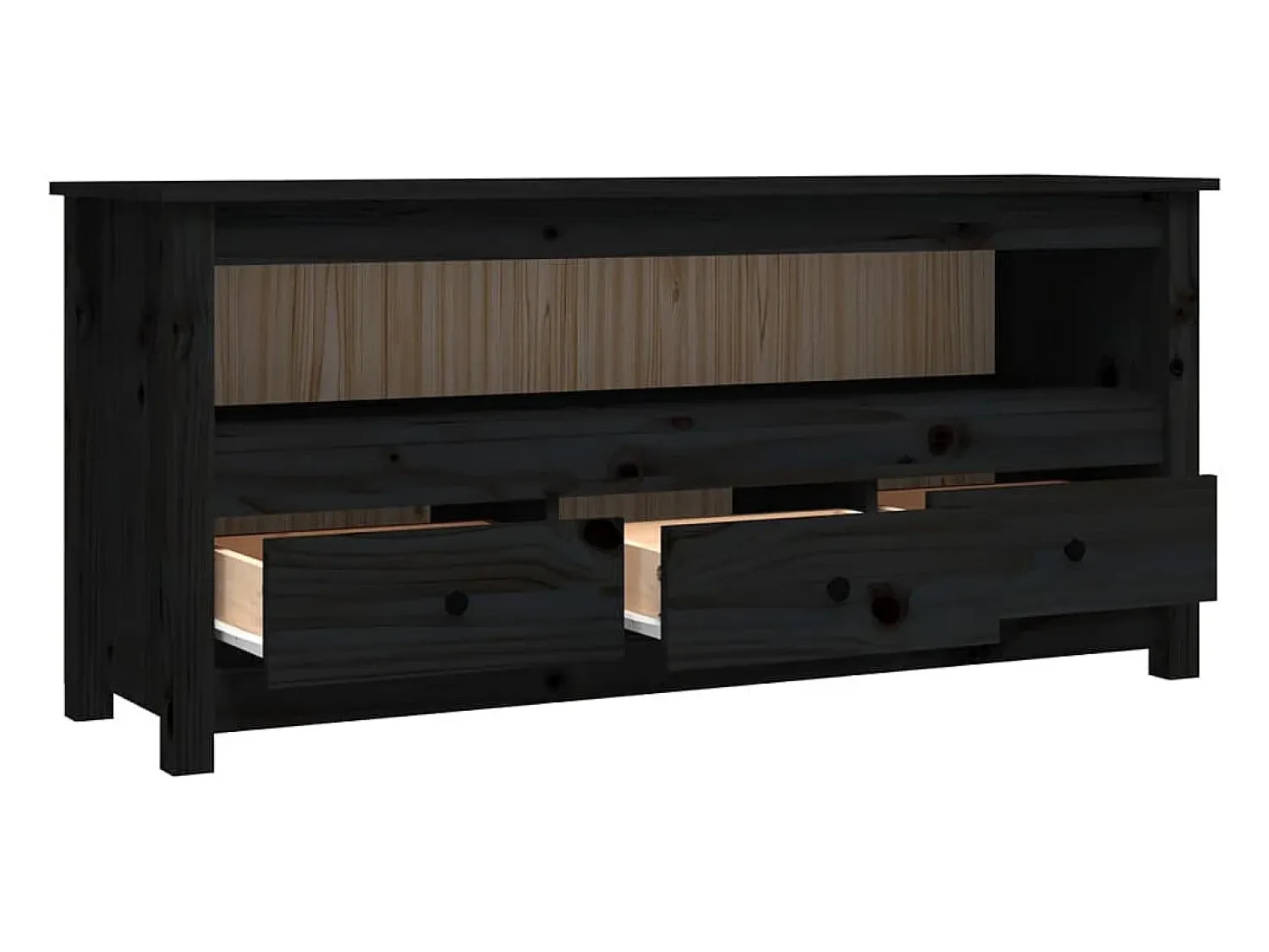 Clearance vidaxl Móvel de TV 114x35x52 cm madeira de pinho maciça Preto