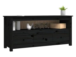Clearance vidaxl Móvel de TV 114x35x52 cm madeira de pinho maciça Preto