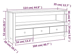 Clearance vidaxl Móvel de TV 114x35x52 cm madeira de pinho maciça Preto