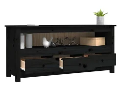 Clearance vidaxl Móvel de TV 114x35x52 cm madeira de pinho maciça Preto