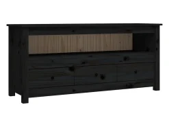 Clearance vidaxl Móvel de TV 114x35x52 cm madeira de pinho maciça Preto