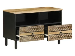 New vidaxl Móvel de TV 70x33,5x46 cm madeira mangueira áspera maciça Preto