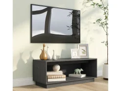 vidaxl Móvel de TV 90x35x35 cm madeira de pinho maciça cinza^ Móvel De Tv
