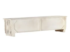 Hot Móvel de TV 140x30x35 cm madeira de mangueira maciça PT833575 Branco