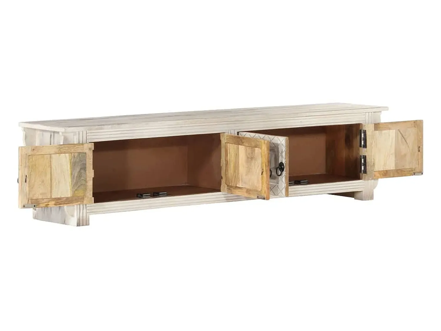 Hot Móvel de TV 140x30x35 cm madeira de mangueira maciça PT833575 Branco