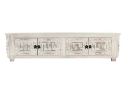 Hot Móvel de TV 140x30x35 cm madeira de mangueira maciça PT833575 Branco