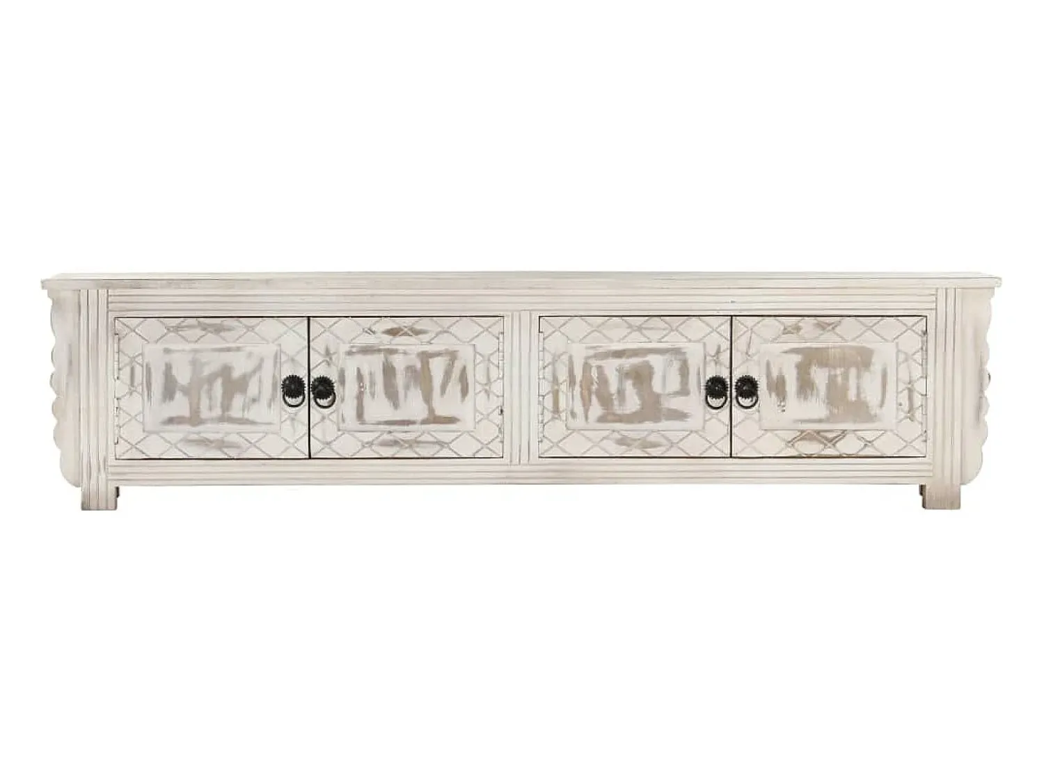 Hot Móvel de TV 140x30x35 cm madeira de mangueira maciça PT833575 Branco