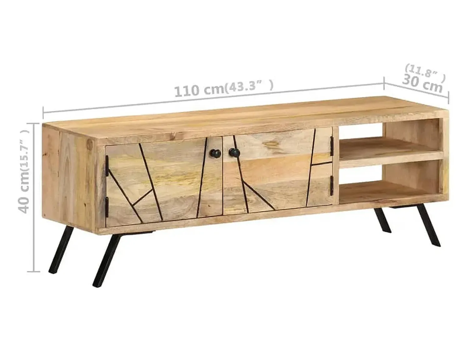 Móvel De Tv*vidaxl Móvel de TV 110x30x40 cm madeira de mangueira maciça Bege