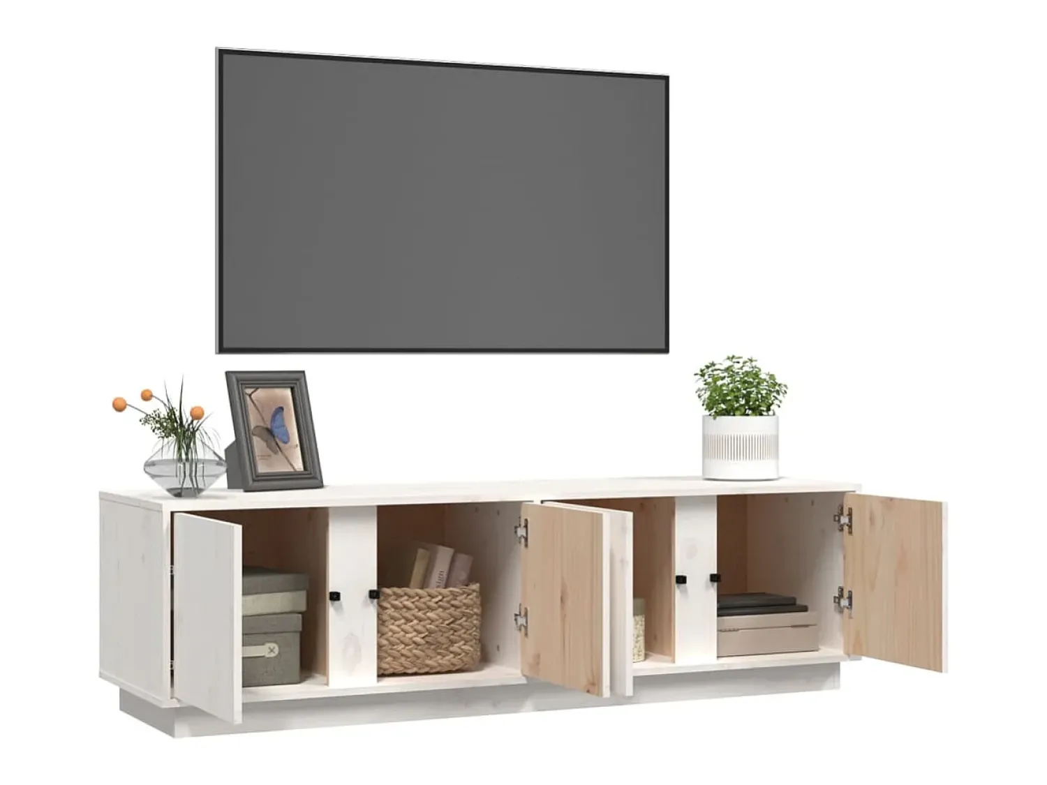 Discount Móvel de TV 140x40x40 cm madeira de pinho maciça PT160852 Branco