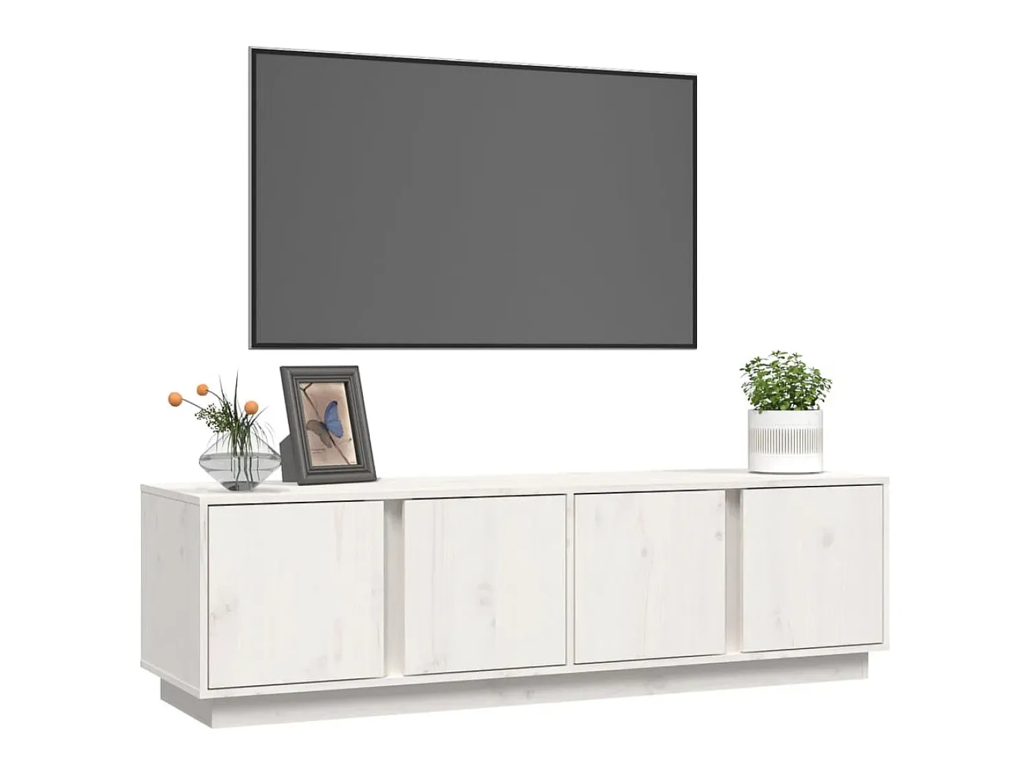 Discount Móvel de TV 140x40x40 cm madeira de pinho maciça PT160852 Branco