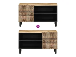 Hot vidaxl Móvel de TV 80x33,5x46 cm madeira mangueira áspera maciça Preto
