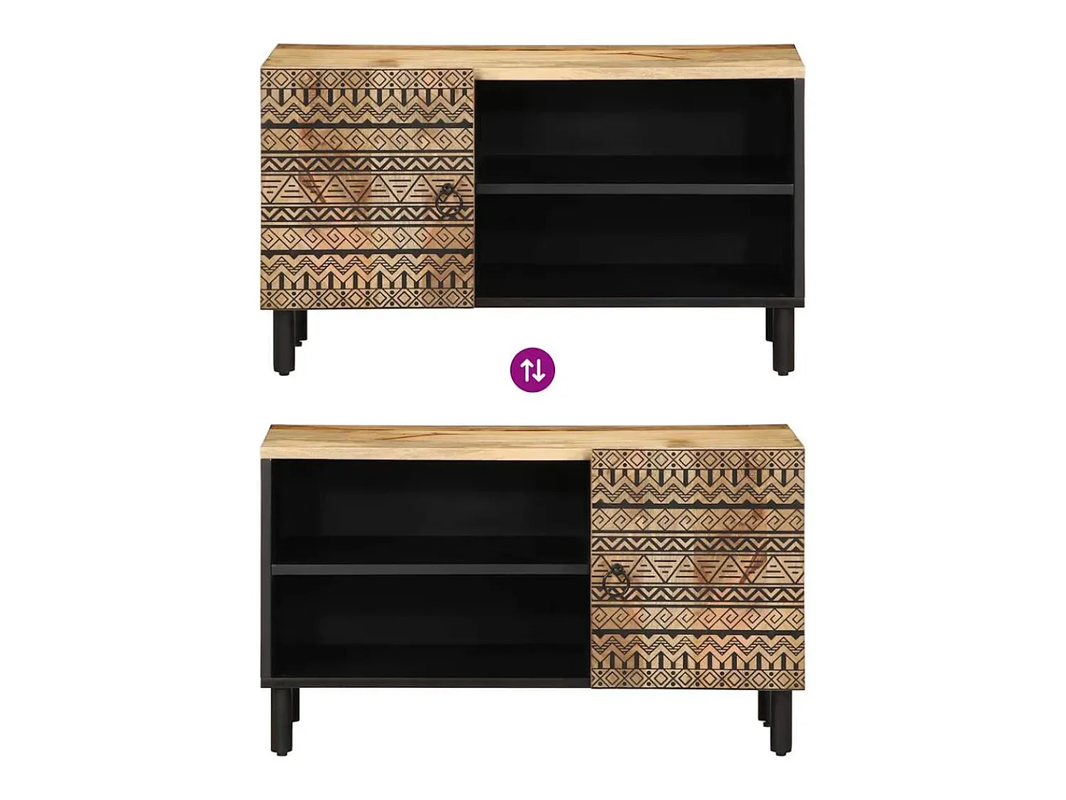 Hot vidaxl Móvel de TV 80x33,5x46 cm madeira mangueira áspera maciça Preto