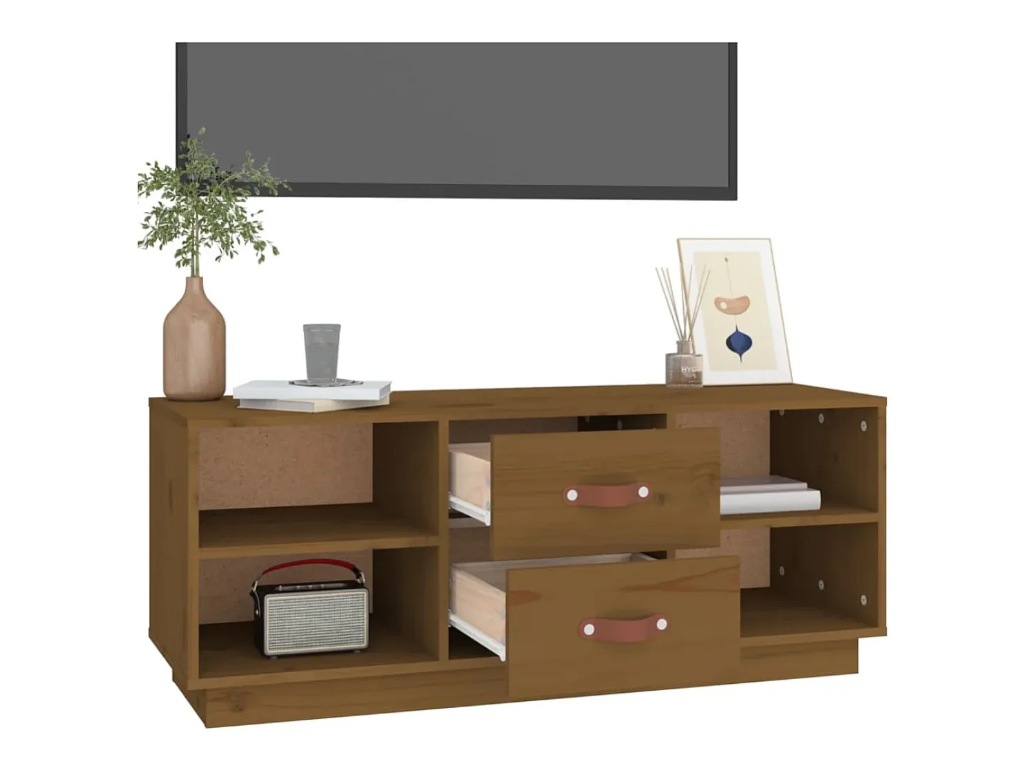 Online Móvel de TV 100x34x40 cm madeira de pinho maciça mel PT942141 Castanho