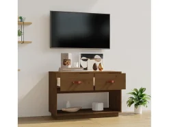 Móvel De Tv| Móvel de TV 90x40x60 cm madeira de pinho maciça mel PT614433 Castanho