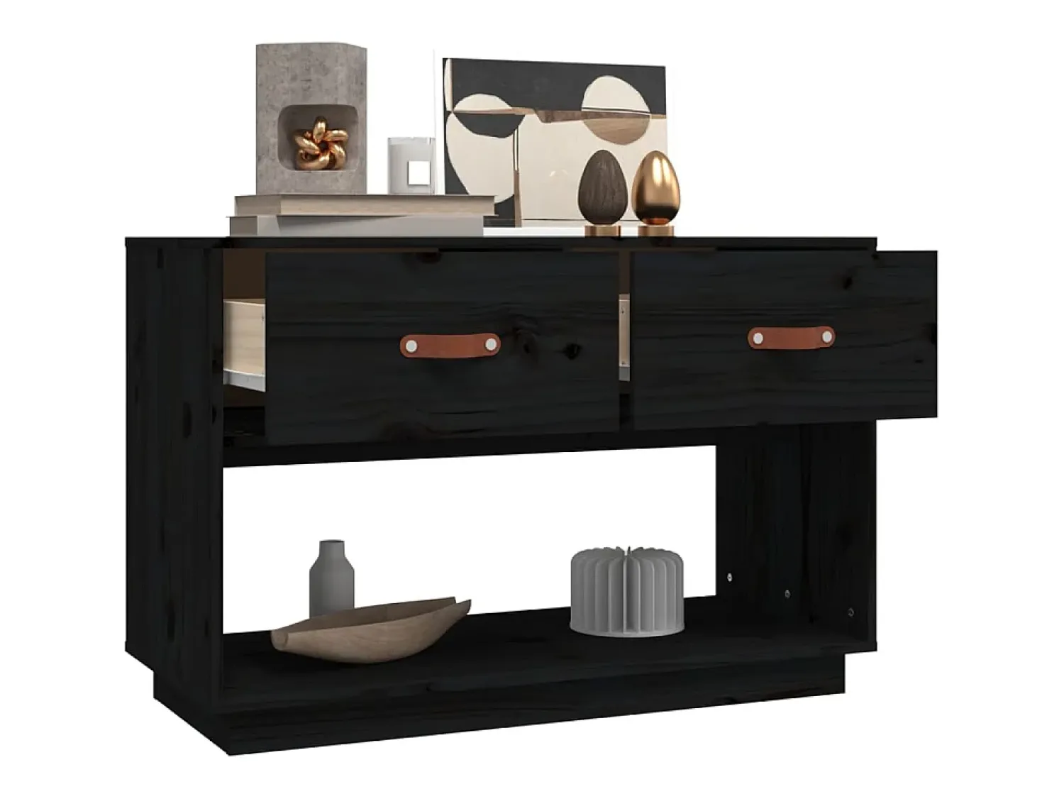 Discount Móvel de TV 90x40x60 cm madeira de pinho maciça PT945556 Preto