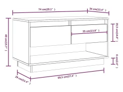 Móvel De Tv|vidaxl Móvel de TV 74x34x40 cm madeira de pinho maciça Preto