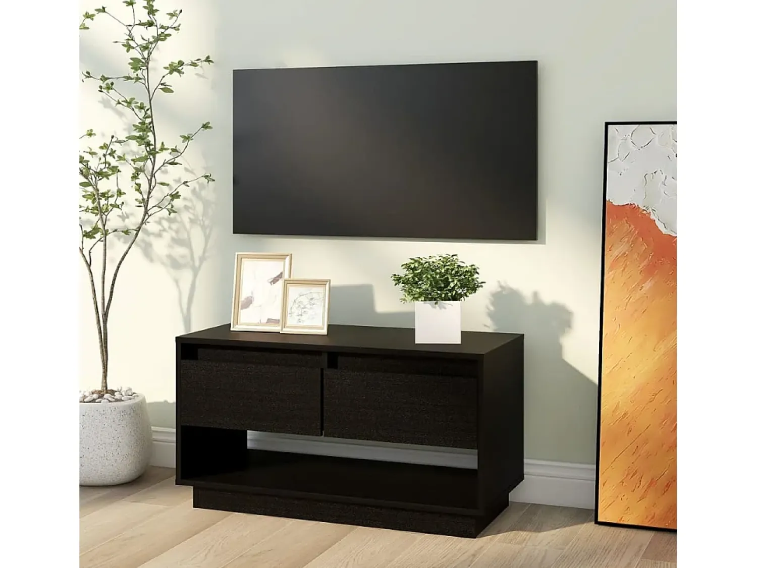 Móvel De Tv|vidaxl Móvel de TV 74x34x40 cm madeira de pinho maciça Preto