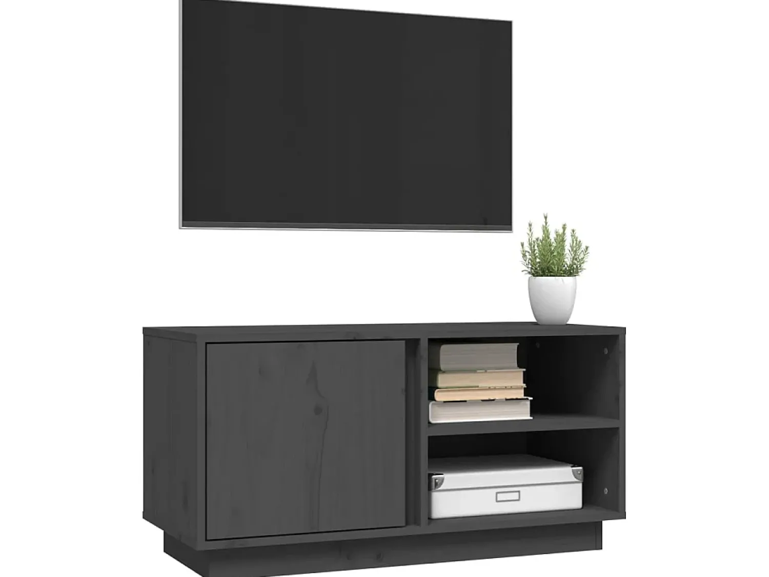 Móvel De Tv| Móvel de TV 80x35x40,5 cm madeira de pinho maciça PT794874 Cinzento
