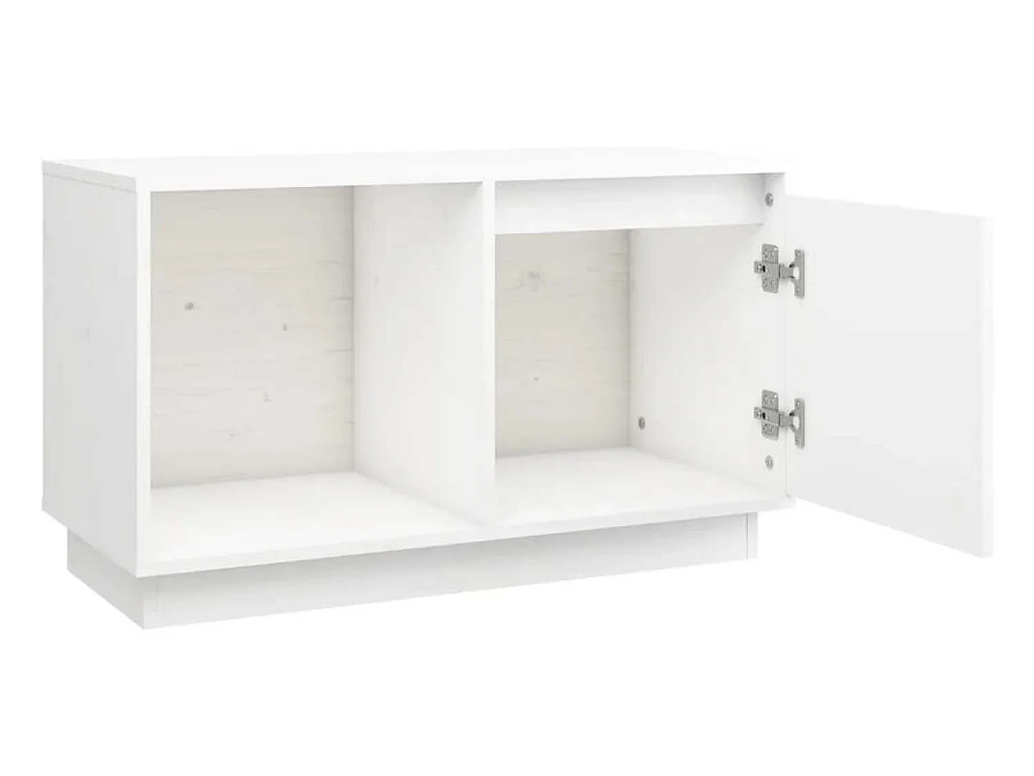 Móvel de TV 74x35x44 cm madeira de pinho maciça PT726302 Branco
