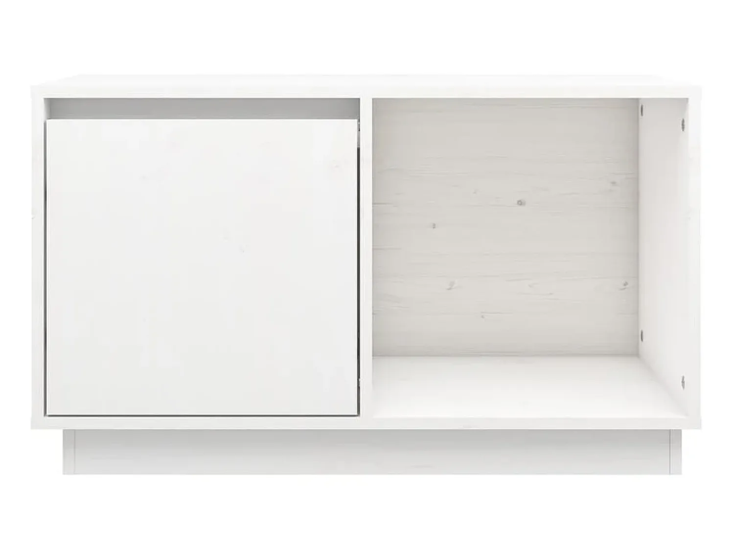 Móvel de TV 74x35x44 cm madeira de pinho maciça PT726302 Branco