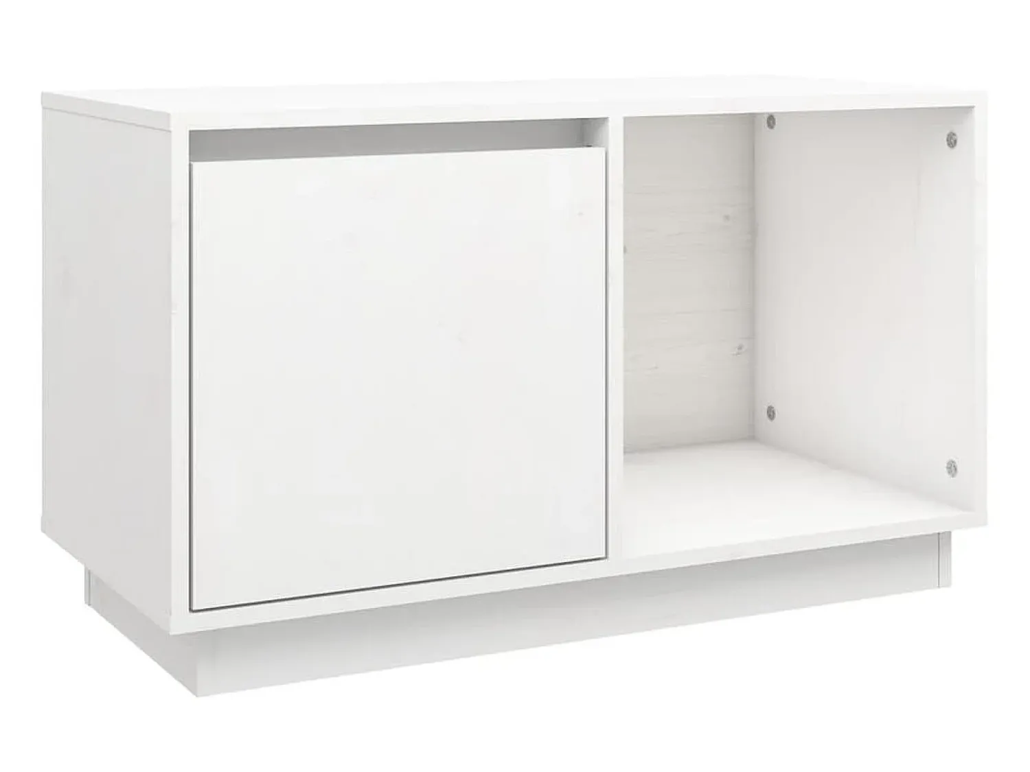 Móvel de TV 74x35x44 cm madeira de pinho maciça PT726302 Branco