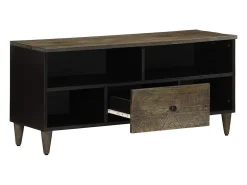 vidaxl Móvel de TV 100x33x46 cm madeira de mangueira maciça preto^ Móvel De Tv