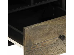 vidaxl Móvel de TV 100x33x46 cm madeira de mangueira maciça preto^ Móvel De Tv