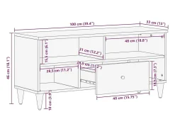 vidaxl Móvel de TV 100x33x46 cm madeira de mangueira maciça preto^ Móvel De Tv