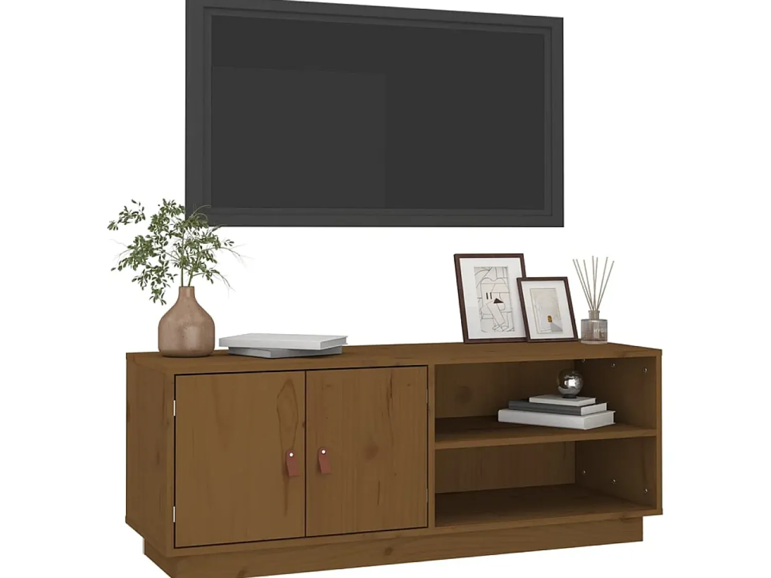 Móvel de TV 105x34x40 cm madeira de pinho maciça mel PT758732^ Móvel De Tv