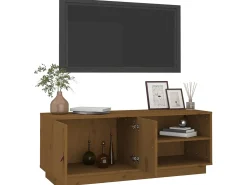 Móvel de TV 105x34x40 cm madeira de pinho maciça mel PT758732^ Móvel De Tv
