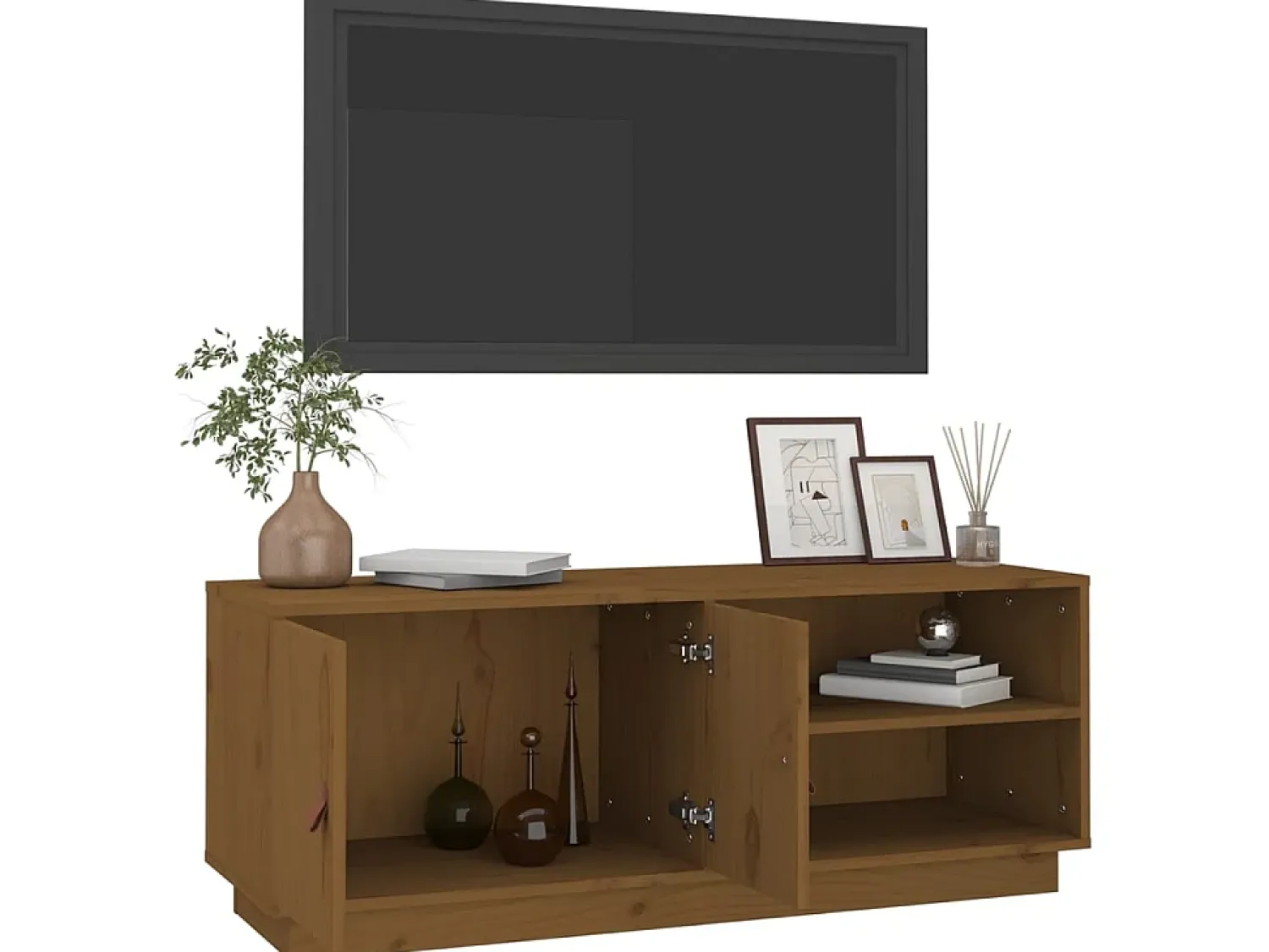 Móvel de TV 105x34x40 cm madeira de pinho maciça mel PT758732^ Móvel De Tv