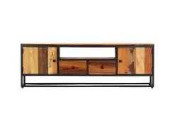 New Móvel de TV 120x30x40 cm madeira recuperada maciça e aço PT770433 Castanho