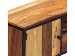 New Móvel de TV 120x30x40 cm madeira recuperada maciça e aço PT770433 Castanho