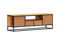 New Móvel de TV 120x30x40 cm madeira recuperada maciça e aço PT770433 Castanho
